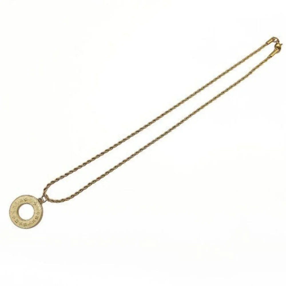 Authentic Louis Vuitton LV Charm Round Pendant White Necklace Gold Plated Chain - Picture 7 of 9